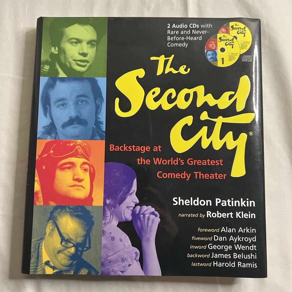 The Second City Hardcover Book with Jacket + 2 Audio CDs Sheldon Patinkin 1st Ed